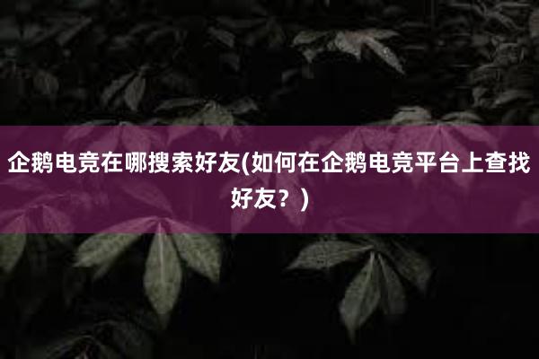 企鹅电竞在哪搜索好友(如何在企鹅电竞平台上查找好友？)